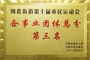 河套街道第十屆市民運動會企事業(yè)組團(tuán)體總分第三名
